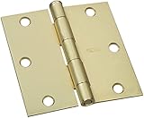 Stanley Hardware 741 3-1/2" X 3-1/2" Square Corner Residential Hinge, No Screw in Satin Brass [並行輸入品