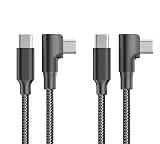 【60W急速充電】90度L字型 USB Type-C to Cケーブル【2m/2本セット】PD対応 高耐久ナイロン編み スマホ/Switch/PC対応 データ転送 (ブラック)