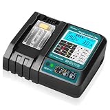 Waitleyマキタ DC18V充電器 互換 18V /14.4Vバッテリー充電器 冷却ファン付き 液晶パネル付き 充電開始/完了メロディ付 マキタ18V バッテリー 対応 BL1460 BL1430 BL1860 1830など充電可能 【バッテリー別売】