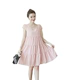 Easycos マタニティウェア 妊婦服 レディース ファション ピンク ワンピース ジョーゼット 半袖 夏着 フリー ゆったり ふわふわ オシャレ パジャマ 肌に優しい　 (XXL)