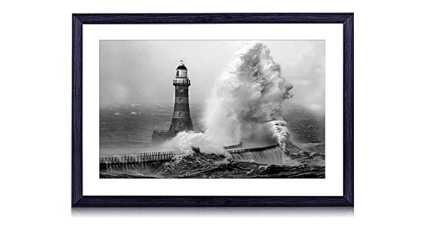 Amazon Co Jp ロッカー桟橋の灯台 イギリス 世界 9403 白黒の絵画 装飾画 壁飾り アートパネル インテリアアート 木製の枠 壁ポスター モダン 現代壁の絵 額縁付きの完成品 横 35 50cm ホーム キッチン
