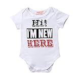 0-24M赤ちゃん男の子女の子ロンパーI'M NEW HEREプリントプリントされたボディスーツジャンプスーツ (100)