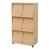 JKプラン Carmine スタッキングフラップシリーズ ディスプレイラック2P×3個組(キャスター付き） 幅37cm ナチュラル fr-052ca-3-na