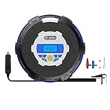 Dr.meter 車用空気入れ エアーコンプレッサー ３種類アダプターノズル LEDライト付き DC 12V シガーソケット 接続式 コンパクト 低音 PSE認証 日本語説明書付 自動車 バイク ボー