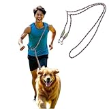 Fun Time For Dogs 犬 リード ショルダーリード 肩掛け ハンズフリー 犬用 ロープ 2.8m 中型犬 大型犬 多機能 6Way (太さ1.2㎝/オレンジ グレー)