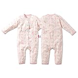 Baby Nest ベビー服 ロンパース カバーオール 前開き 女の子 長袖 ネコ柄 コットン100% ピンク 18-24M