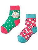 Frugi オーガニックコットン ベビー＆トドラー ソックス 裏パイル 滑り止め付き 2足組 しまうま サイズ 6-12m （ 9-11cm ）～ 2-4yrs （ 14-16cm ） (6-12m 