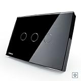 nimtek US / AU標準、スマートホーム、ブラックパールクリスタルガラスパネル、3ギャング1 Way、220 V / 50hzタッチ画面ホームライトディマースイッチvl-c303d-82