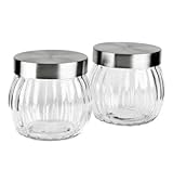 ブルーHarborコレクションガラスリブ編みJar Set w /ステンレススチール蓋( 2pc )
