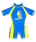 Swimfree Boys Blue/Yellow Floating Swimsuit Sun Protection Swim Suit Spf+50 Flotation Suit Size Smal