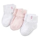[POLO RALPH LAUREN (ポロラルフローレン)] スカラップカフド ソックス ベビー 女の子 3足セット 18～24ヶ月 [並行輸入品]