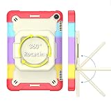 For 2022年発売Fire HD 8/HD 8 Plus 2022 ケース2022 Fire HD 8第12世代 360度回転 持ち手付き 斜め掛けショルダーベルトタブレット保護ケース【MYH】2022 Fire HD 8/HD 8 Plus 三重構造 頑丈 PC シリコン耐衝撃 衝撃 吸収 頑丈 キッズ 子供 車載用 ベルト 取り外し可能 ショルダース対応機種：Fire HD 8 2022/HD 8 Plus 2022(カラフル+レッド)