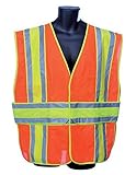 Major Gloves 98-2700-O-2XL Class II Safety Vest with 1-Inch Silver Reflector Stripes 2X-Large Orange