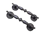 jtw- Lot of 2 Cast Ironアンティークスタイル素朴なバーンハンドルゲートPull Shedドアハンドル9.25 " Longブラウン仕上げ