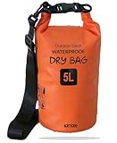 笑顔一番 ドライバッグ 防水バッグ 防水ポーチ付 ドラム型 新素材 防水 防塵 5L 10L 15L 20L 25L 30L 40L (2) オレンジ, 5L（スマホ ケース有、ベルト有）)