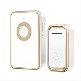 WYMLKUD ワイヤレス・ドアベル、 スマートホーム ページャ、 1プラグインレシーバ+1トランスミッタ（バッテリが必要）、 最初のメロディー38、 3スピードボリューム調整、 防水、 シルバー/ブ