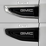 SlickMod クローム削除ブラックアウトビニールオーバーレイ 2021-2023 GMC Yukon フェンダー トリム (サテンブラック)