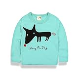 子供服 春秋 長袖 Tシャツ トレーナー 丸い襟 男の子 女の子 可愛い 動物柄 恐竜 トナカイ キリン きつね 4種