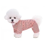 NyyGlykys ペット服 犬 春夏 ロンパース 綿製 柔らかい 通気性つなぎ 寝間着 かわいい 部屋着 四つの足 猫服小型犬 中型犬 お散歩お出かけ服 犬の服 tシャツ 日焼き防ぐ 抜け毛防止 ペット服小型犬 犬 パピー 服 (レッド, S)