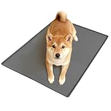 Pawtasy 犬 トイレトレー ワイド シリコン製 磁吸付き 犬用 トイレ 可愛い肉球柄 高縁1cm ペット用 洗える 防水 猫砂マット兼用 多機能デザイン (グレー,80x60cm)