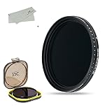 JJC 可変式NDフィルター 43mm 減光フィルター ND2-2000調整可能 18層マルチコーティング Leica D-LUX 7 Canon R5 R6 R RP + RF 50mm F1.8 & Kiss M + EF-M 22mm F2 / Fujifilm XF 23mm F2 R など Ф43mmレンズ適用 防水防油 薄枠設計 防湿フィルター保護ケース+超極細繊維布付き