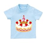 BabyChips Birthday Cake2(名入れ半袖ベビーTシャツ) 140 ライトブルー