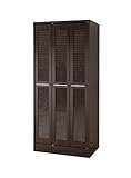 ルーバー折れ戸 ワードローブ  (幅90cm) ダークブラウン