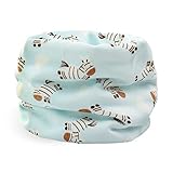 XIKA ベビー キッズ用 ネックウォーマー 綿100% 防寒 あったか 襟巻き スヌード (シマウマ（ブルー）)