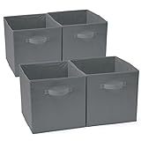 EZOWare 衣類 ソックス おもちゃ収納ボックス 深型インナーボックス 不織布製 幅33x奥行38x高さ33cm 4個セット グレー