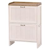 フラップ式カントリー調薄型シューズラック 2段