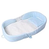 Labebe 赤ちゃん用 簡易ベッド 折りたたみ ブルー