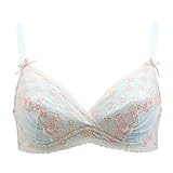 犬印 INUJIRUSHI 繊細レース ノンワイヤークロスオープン マタニティブラジャー(SX-サックス、D80)