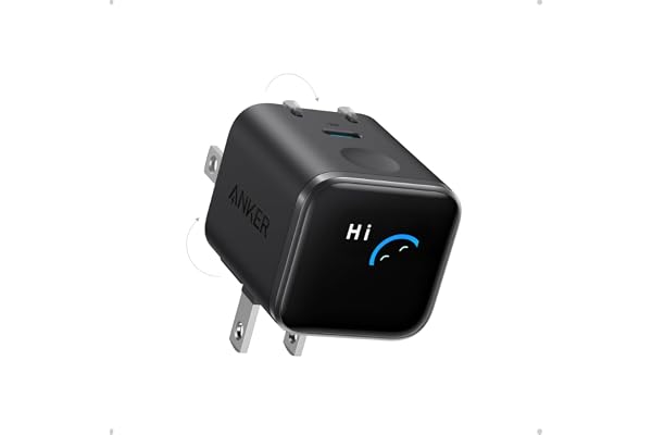 Anker Nano Charger (45W, Display, スイングプラグ) ブラック USB PD USB-C 急速充電器【PSE技術基準適合/約180度折りたたみ式プラグ】iPhone MacBook Air タブレット その他各種機器対応 iPhone 17 / 16 / 15シリーズ / Air 対応