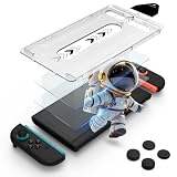 CloudValley Switch 2用フィルム 取り付けキット付き Nintendo Switch 2対応 ガラスフィルム 指紋防止 液晶保護フィルム 9H硬度 気泡防止 バンプ防止 高感度タッチ 2枚入りSwitch用ジョイスティックエミュレーションキャップブラック2ペア付き