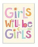 The Kids Room by Stupell Girls will Be Girls Multi-Color with Arrow Wall Plaque Art [並行輸入品]