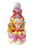 おむつケーキ アンパンマン 新生児肌着セット＆ベビーグッズ付き 3段 女の子用 (パンパースMサイズ（24枚入り）)