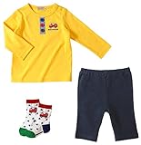 ミキハウス(mikihouse) 消防車長袖Tシャツ３点セット（14-1114-787） フリー(70cm-80cm) 黄（04）