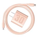 30W Type C 急速充電器 PD対応充電器 1.5mケーブル付き USB-A/USB-C 2ポート ACアダプター 充電器 GaN(窒化ガリウム採用) コンパクト充電器 PSE認証獲得【PD&QC3.0対応】落雷保護iPhone 14 / 13 / 12、Galaxy S22 / S21、AirPods、Switchその他USB-C機器対応 (Pink)