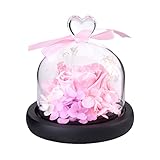 WINOMO プリザーブドフラワー ガラスドーム フラワー ギフト 母の日 バレンタインデー プレゼント 装飾用 ピンク