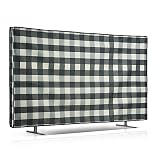 kwmobile 49-50" TV対応 テレビカバー - 防塵カバー 液晶テレビ 保護カバー ホコリよけ リネン - チェック ストライプデザイン