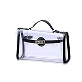 レディースソリッドカラー透明ハンドバッグ (黑)