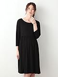Angeliebe エンジェリーベ マタニティ ワンピース 授乳口付き スムース ワンピ 妊婦服 授乳服 産前 産後 M ～ L ブラック 21643 21643202