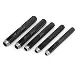 uxcell　中空パンチセット　穴開け器　穴パンチ　ハンドツール　レザーガスケットストラップベルト　メタル　ブラック　5in 1