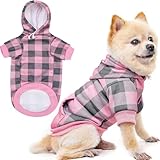 BINGPET 犬 服 冬 ペット服 おしゃれ チェック柄 犬の服 犬 犬用パーカー フーディー ペット 防寒 犬洋服 シャツ 秋 春 衣装 ベスト 犬 サークル スポーツ服 柔らかさ 家着 袖あり お散歩 ポリエステル 犬用服 ドッグウェア タンクトップ 小型犬 中型犬 大型犬 Mサイズ（肉球、ブルー）