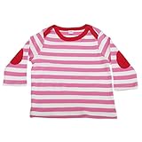 (ベイビーバグズ) Babybugz ベビー・赤ちゃん用 ひじパッチつき ボーダー 長袖Tシャツ ロングスリーブトップス カットソー (18-24ヶ月) (ピンク/ホワイト/レッド)
