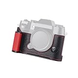 SIUTATDSH カメラハーフケース、富士フイルム Fuji X-T50 XT50、ビンテージメタル本革インスタントカメラ保護ケース スタイリッシュ ポータブル 耐衝撃 (ブラックC)