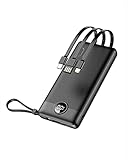 モバイルバッテリーケーブル内蔵 10000mAh 4in1 4台同時充電 LCD残量表示 持ち運び便利 PSE認証済 iPhone/Andr