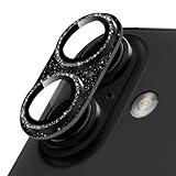 Podick カメラカバー iPhone16 /16 Plus用 カメラフィルム キラキラ 9H強化ガラス アルミ合金 耐衝撃 いphone16/16plus カメラ保護 高透過率 キズ防止 露出オーバー防止 一体化 全面保護 気泡ゼロ 指紋防止 貼り付け簡単 アイフォン16/16プラス 対応 レンズプロテクター ブラック