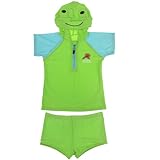 水着 キッズ 男の子 スイムウェア スイムパンツ 2点セット セパレート 半袖パーカー 帽子付き 動物フード かわいい 水着用パンツ 保育園 幼稚園 海水浴 ボーイズ 100/110/120/130サ