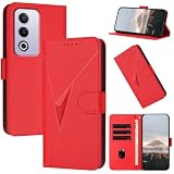 Reddylin 対応 OPPO A3 5G ケース 手帳型 日本版 オッポa3 5g ケース 手帳型 立体感のある三角模様 OPPO A3 Pro 5G ケース 手帳型 感触が心地良い スタンド機能 カード収納 財布型 OPPO A3 5G 手帳型ケース スマホケース OPPO A3 ケース OPPO A3 5G カバー デザイン感と あふれる 耐衝撃 滑り止め指紋防止，レッド
